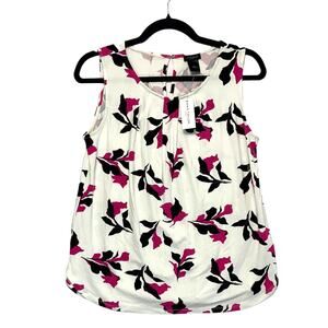 Ann Taylor Factory Floral Sleeveless Top NWT Women's Sz S White Lightweight